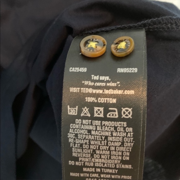 Ted Baker Navy Pique Polo Size 3 Men’s (New) - Picture 3 of 5